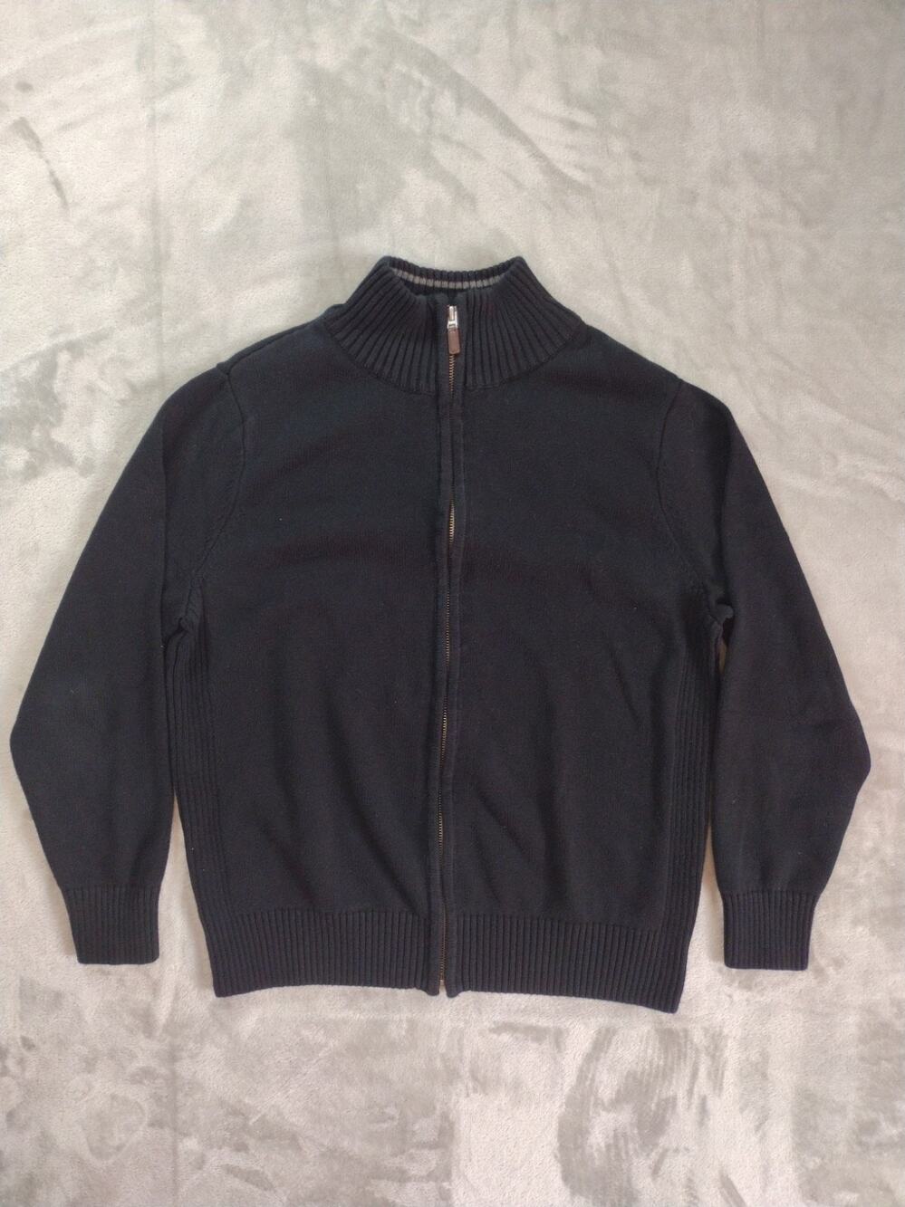 Dockers Cardigan Mens L Black Full Zip Cotton Sweater Minimalist Casual Eclectic